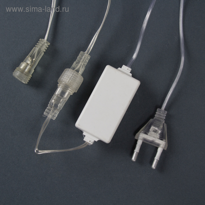 Гирлянда «Сосульки» 2.4 × 0.2 м, IP44, прозрачная нить, 96 LED, свечение белое с эффектом стекания, 12 В