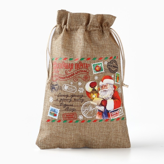 Мешок подарочный с термонаклейкой «Сказочная почта», 20 х 30 см , Новый год Мешок подарочный с термонаклейкой «Сказочная почта», 20 х 30 см , Новый год