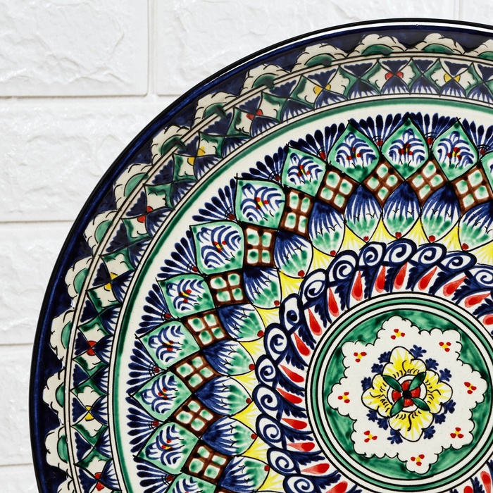 Ляган Риштанская Керамика  Ляган Риштанская Керамика "Узоры", 36 см, синий микс