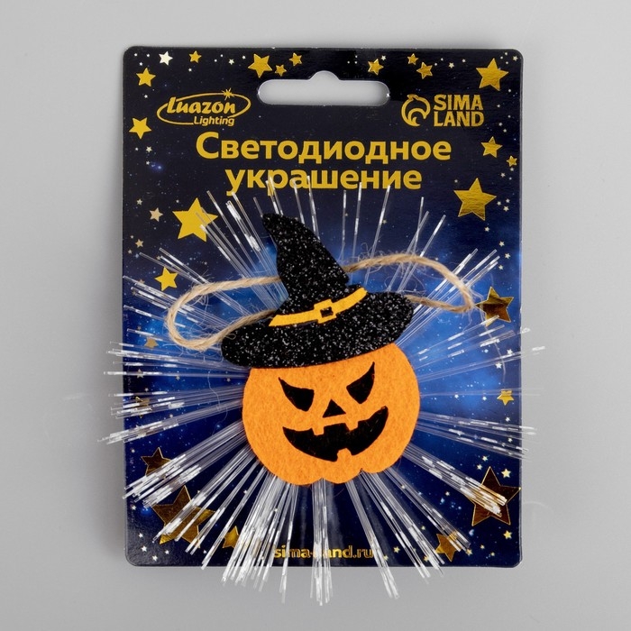 Светодиодная игрушка «Тыква в шляпе» 10 см, батарейки AG13х3 (в комплекте), свечение мульти Светодиодная игрушка «Тыква в шляпе» 10 см, батарейки AG13х3 (в комплекте), свечение мульти