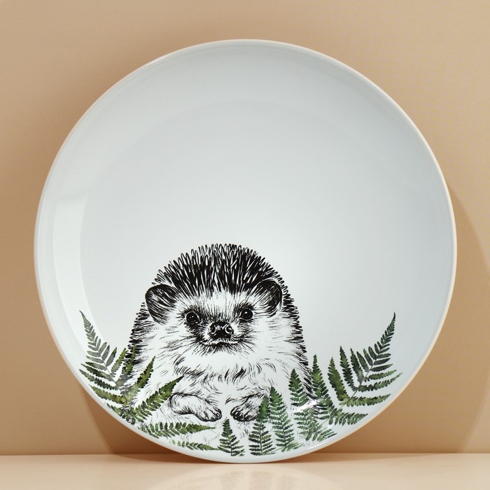 Тарелка керамическая «Ёжик», 22.5 см, цвет белый Тарелка керамическая «Ёжик», 22.5 см, цвет белый