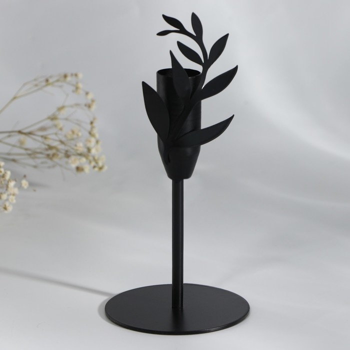 Подсвечник «Листики», черный, 7,4 х 15,3 см Подсвечник «Листики», черный, 7,4 х 15,3 см