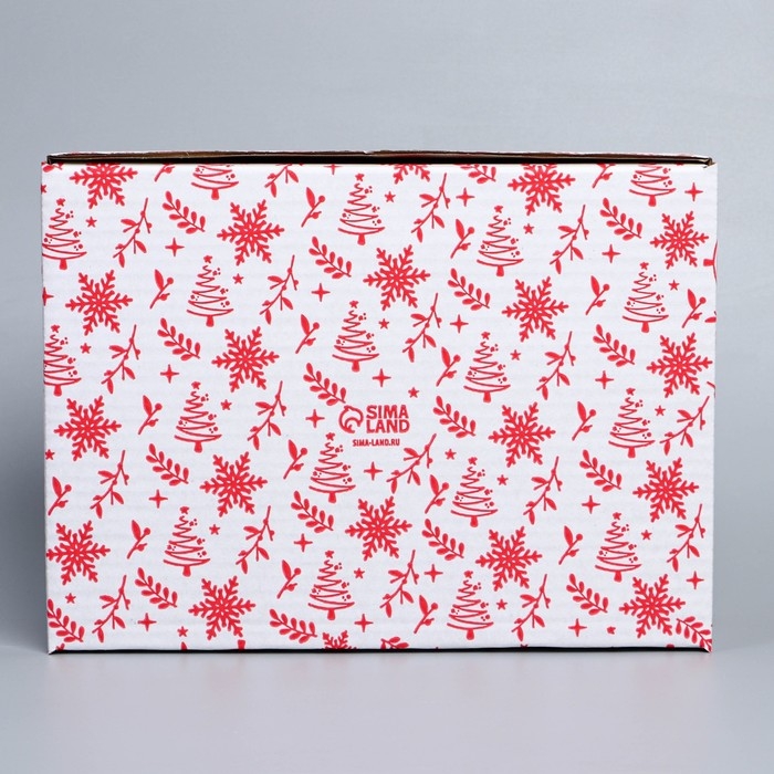 Коробка новогодняя складная «С новым годом», белый, 27 х 21 х 9 см, Новый год Коробка новогодняя складная «С новым годом», белый, 27 х 21 х 9 см, Новый год