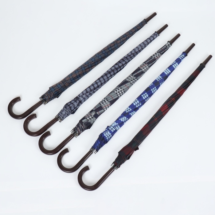 Зонт - трость полуавтоматический «Клетка», 10 спиц, R = 60/70 см, D = 140 см, цвет МИКС Зонт - трость полуавтоматический «Клетка», 10 спиц, R = 60/70 см, D = 140 см, цвет МИКС