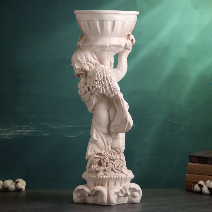 Фигурное кашпо  Фигурное кашпо "Ангел с розами", состаренный, 1,8 л/ 24х24х70см