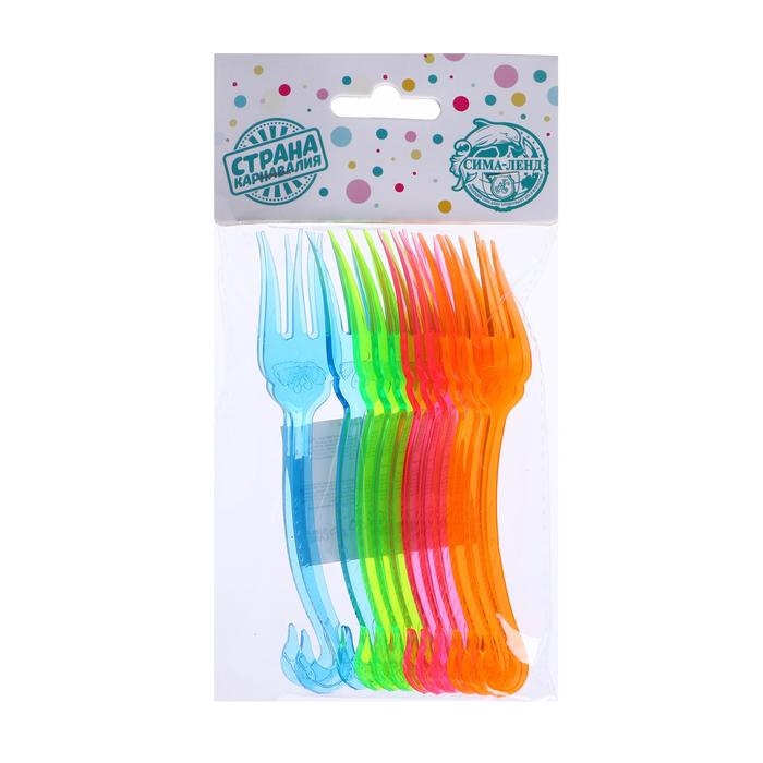 Вилки пластиковые, набор 12 шт., цвета МИКС Вилки пластиковые, набор 12 шт., цвета МИКС