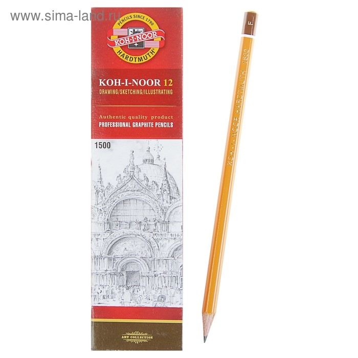 Карандаш чернографитный Koh-I-Noor 1500 F, профессиональный, лакированный корпус Карандаш чернографитный Koh-I-Noor 1500 F, профессиональный, лакированный корпус