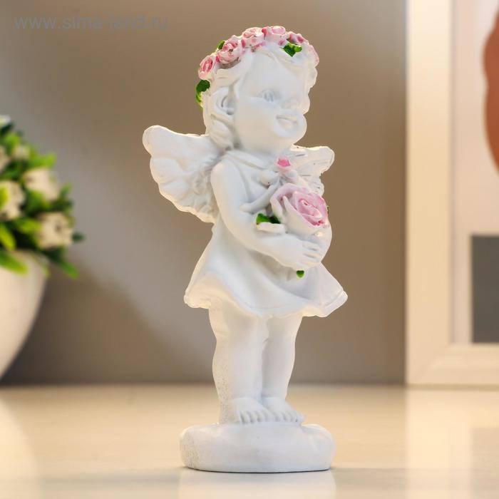 Сувенир полистоун Сувенир полистоун "Ангел-девочка в розовом венке с розами" МИКС 12х5,2х3,3 см