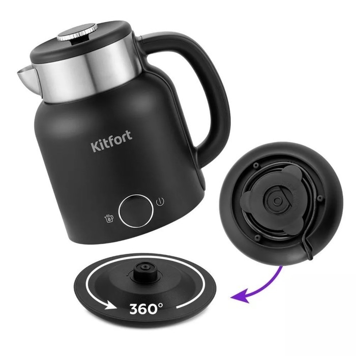 Чайник электрический Kitfort KT-6196-1, металл, 1.5 л, 2200 Вт, чёрный Чайник электрический Kitfort KT-6196-1, металл, 1.5 л, 2200 Вт, чёрный