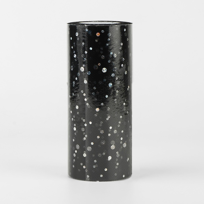 Фатин с блёстками, 15 см, 11 ± 1 г/кв.м, 23 ± 1 м, цвет чёрный №21 Фатин с блёстками, 15 см, 11 ± 1 г/кв.м, 23 ± 1 м, цвет чёрный №21