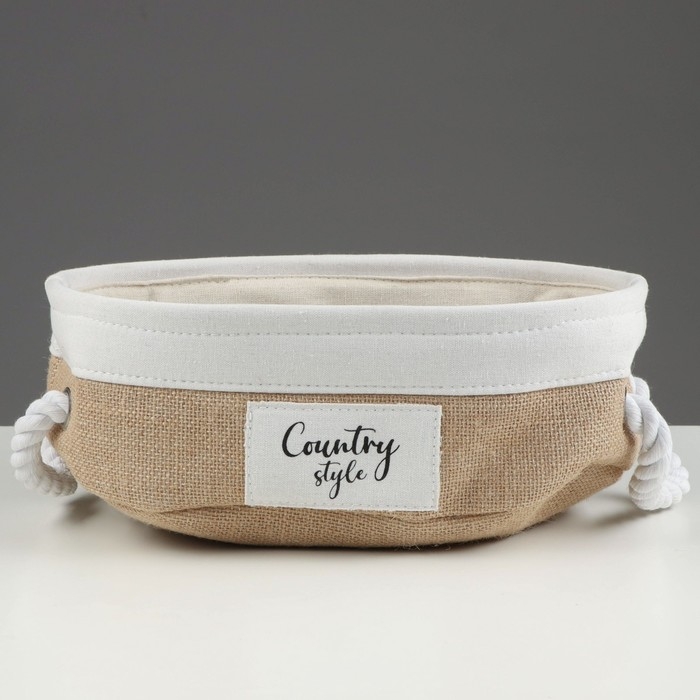 Корзина стеллажная с ручками Корзина стеллажная с ручками "Кантри", 320 х 220 х 100 мм, бежевый