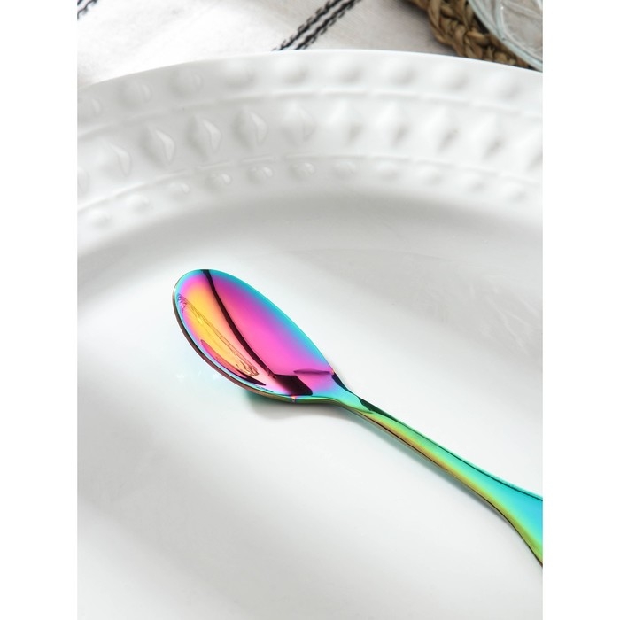 Ложка чайная из нержавеющей стали Magistro Wings, длина 14 см, цвет неоновый Ложка чайная из нержавеющей стали Magistro Wings, длина 14 см, цвет неоновый