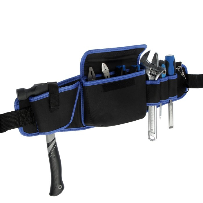 Сумка для инструментов ТУНДРА на пояс, 3 петли, карман для оснастки, держатель для дрели Сумка для инструментов ТУНДРА на пояс, 3 петли, карман для оснастки, держатель для дрели