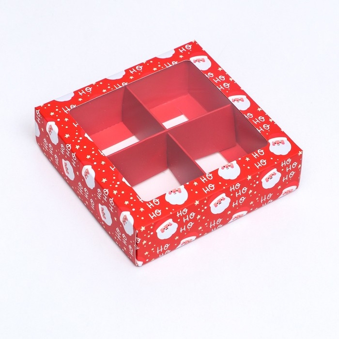 Новый год. Коробка под 4 конфеты, 12,6 х 12,6 х 3,5 Новый год. Коробка под 4 конфеты, 12,6 х 12,6 х 3,5 "Дед Мороз" , кондитерская упаковка