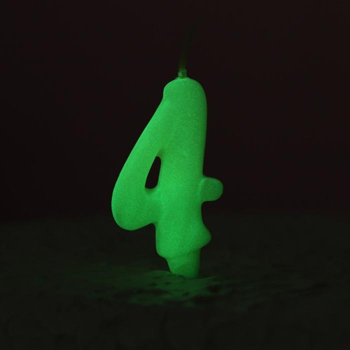 Свеча для торта цифра Свеча для торта цифра "Люминесцентная", 5,5 см, цифра "4"