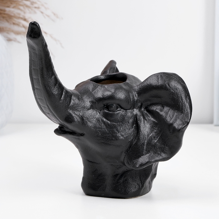 Кашпо - ваза  Кашпо - ваза "Слон" черный, 13х12х15см