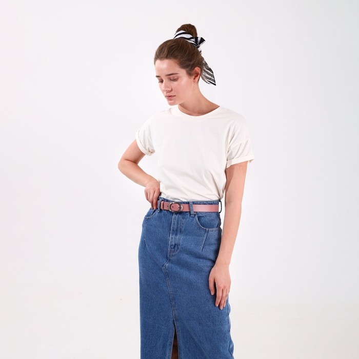 Ремень, ширина 3 см, винт, пряжка металл, цвет пудра