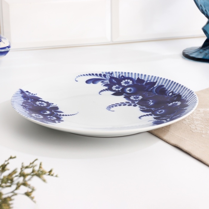 Тарелка Тарелка "Романс букет", д-200мм, нео гжель