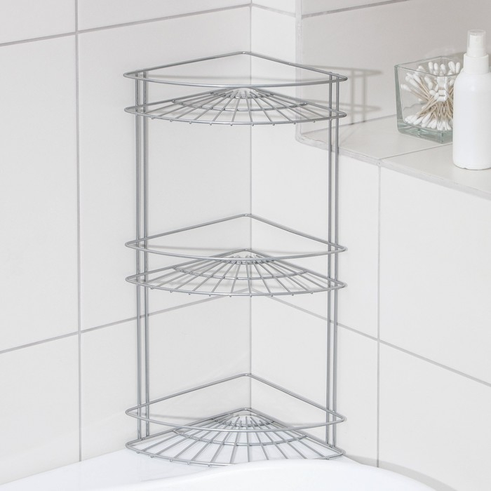 Полка угловая 3-х ярусная Slim, 25×18×45 см, цвет хром Полка угловая 3-х ярусная Slim, 25×18×45 см, цвет хром