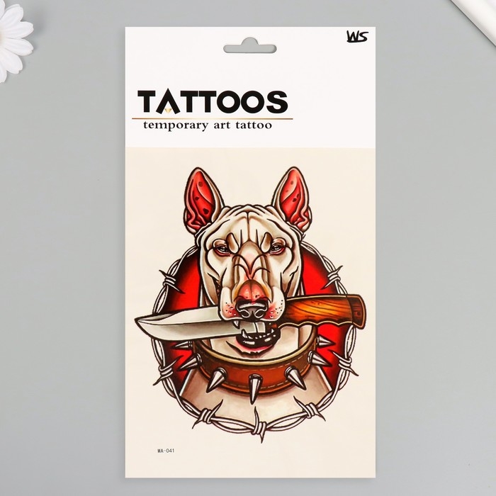 Татуировка на тело цветная Татуировка на тело цветная "Милый Бультерьер" 26,1х14,6 см