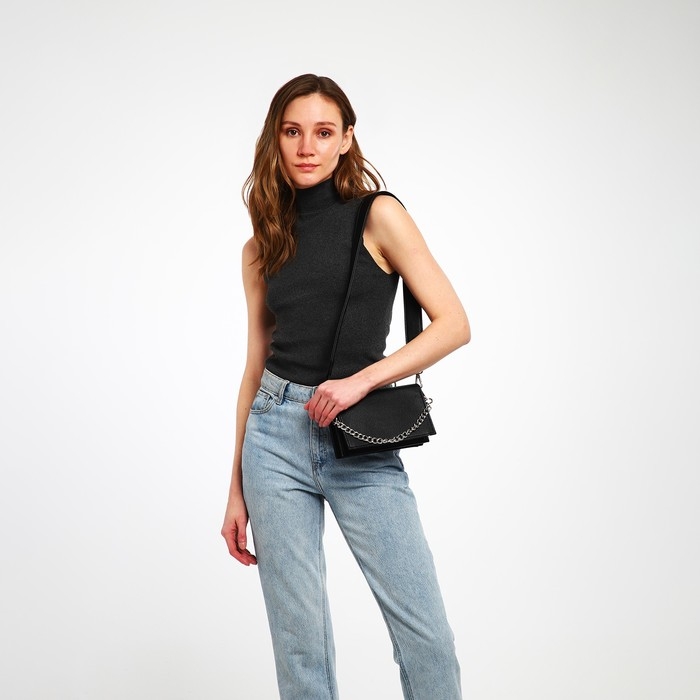 Сумка женская TEXTURA, мессенджер, маленький размер, цвет чёрный Сумка женская TEXTURA, мессенджер, маленький размер, цвет чёрный