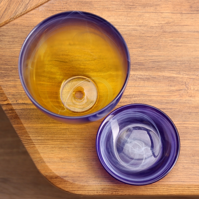 Горшок цветочный с поддоном №2  Горшок цветочный с поддоном №2 "Алеб" желто-фиолетовый, 0,85 л