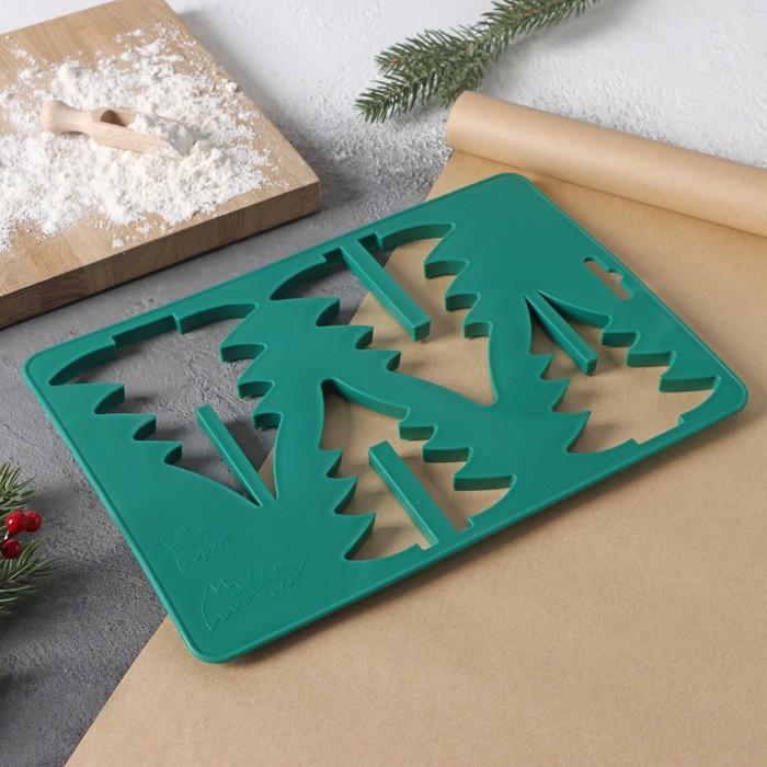 Форма для вырезания печенья новогодняя Доляна «Ёлочка», 28×19 см, цвет зелёный Форма для вырезания печенья новогодняя Доляна «Ёлочка», 28×19 см, цвет зелёный