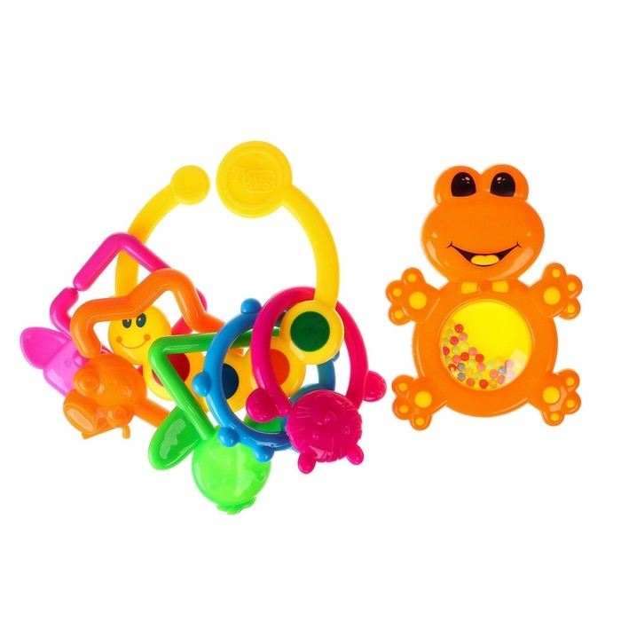 Набор погремушек «Лягушка и гусеничка - цепочка», 2 шт., Крошка Набор погремушек «Лягушка и гусеничка - цепочка», 2 шт., Крошка