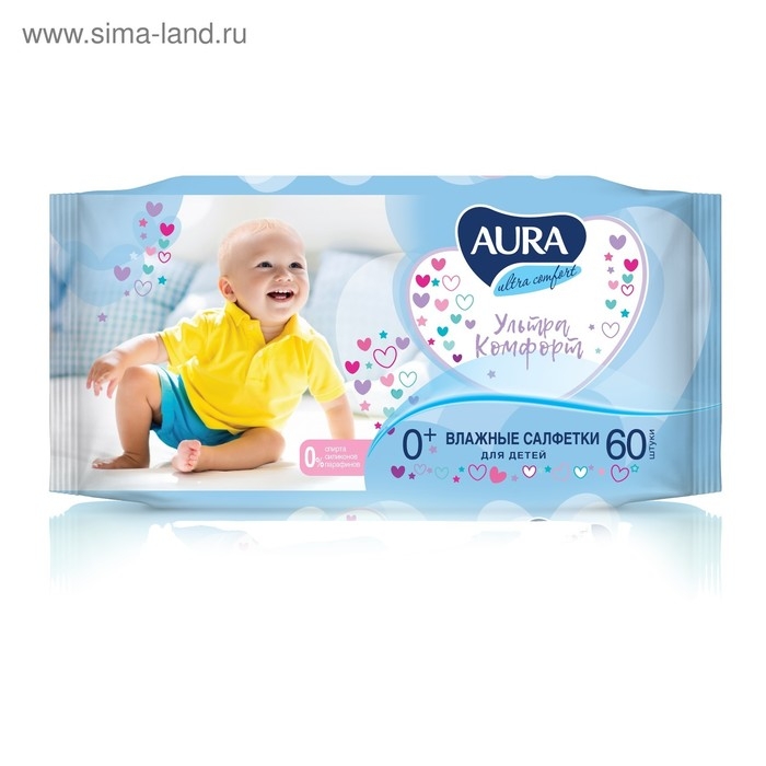 Влажные салфетки Aura Ultra Comfort, детские, 60 шт Влажные салфетки Aura Ultra Comfort, детские, 60 шт