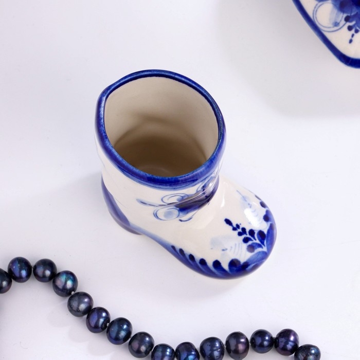 Сувенир, стопка Сувенир, стопка "Валенок", h=8см, 100мл, гжель, фарфор