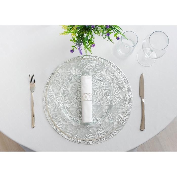 Салфетки сервировочные на стол Доляна &laquo;Веер&raquo;, d=38 см, 4 шт, цвет серебряный