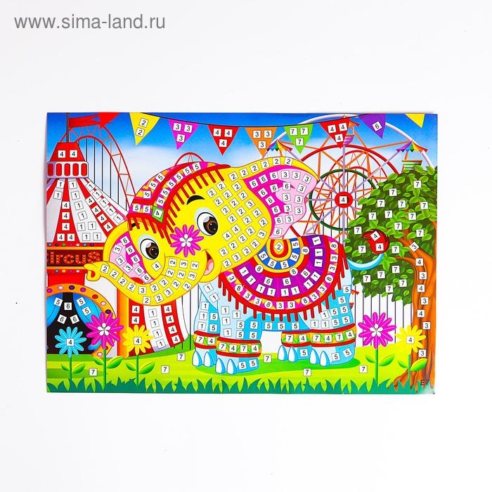 Мозаика стикерная «Добрый слоник» блестки, стразы Мозаика стикерная «Добрый слоник» блестки, стразы