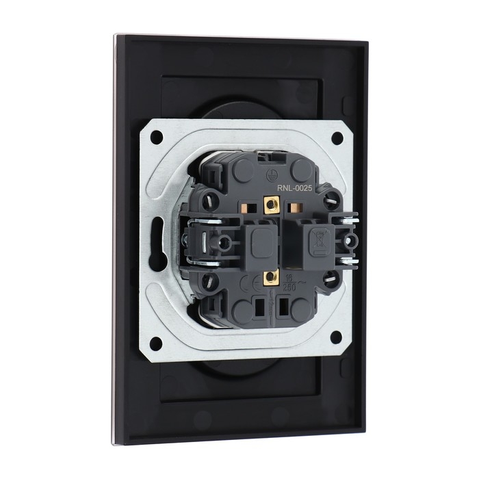 Розетка двухместная TOT Glossy Glass, 10 А, скрытая, без з/к, стекло, черная Розетка двухместная TOT Glossy Glass, 10 А, скрытая, без з/к, стекло, черная