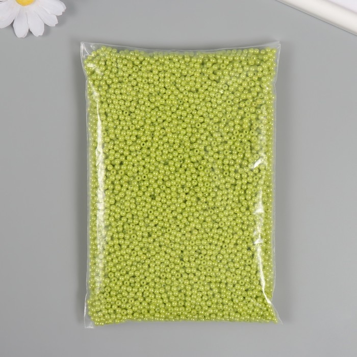 Набор бусин Набор бусин "Жемчуг" d 4 мм, 250 гр, салатовый