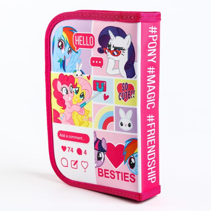 Пенал каркасный, 1 секция, 140х210х40 мм, откидной карман, тканевый, My Little Pony Пенал каркасный, 1 секция, 140х210х40 мм, откидной карман, тканевый, My Little Pony