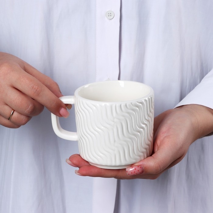 Кружка керамическая «Геометрия» белая, 260 мл, цвет белый Кружка керамическая «Геометрия» белая, 260 мл, цвет белый