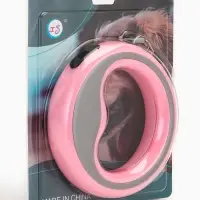 Рулетка - поводок для собак, лента 3 м, розовая, серая