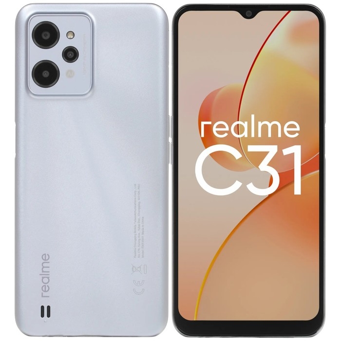 Смартфон Realme C31, 6.5 Смартфон Realme C31, 6.5", LCD, 2 sim, 3Гб, 32Гб, 13Мп, 5Мп, microSD, 5000мАч, серебристый
