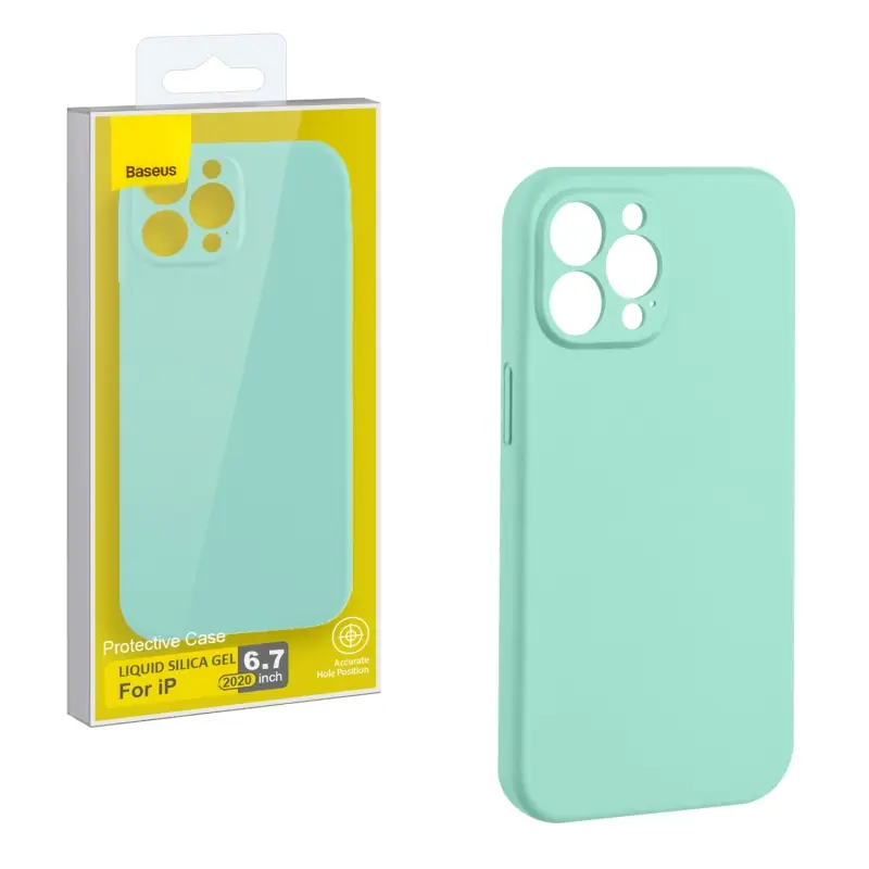 Чехол IPH 12 Pro Max (6.7) Baseus Silicone Case с защитой камеры Mint Green