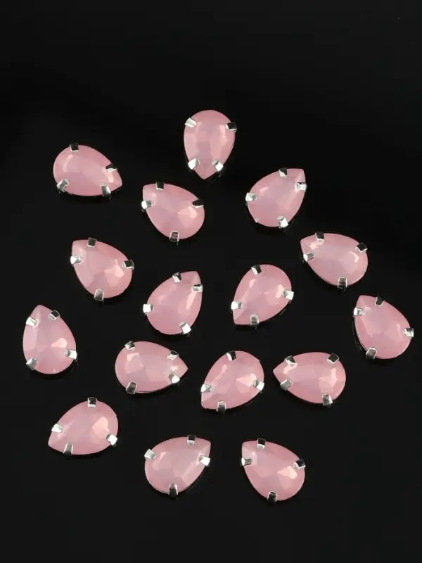Стразы пришивные «Капля», в цапах, 10×14 мм, 20 шт., розовые