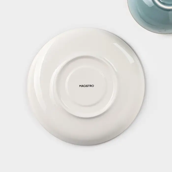 Чайная пара Magistro &laquo;Церера&raquo;, 2 предмета: чашка 250 мл, блюдце d=16.5 см, фарфор, голубая