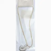 Кулон на жгуте текстильном "Ракушка", цвет бело-серебристый