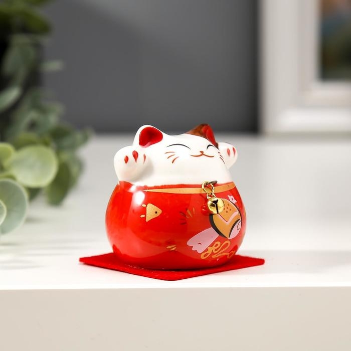 Сувенир керамика Сувенир керамика "Кот Манэки-нэко яркий с колокольчиком" МИКС 5х5,2х4,6 см