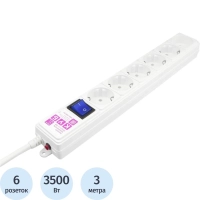 Сетевой фильтр Power Cube 3м, 6р белый 16А/3,5кВт (3x1,5)(SPG6-A1)