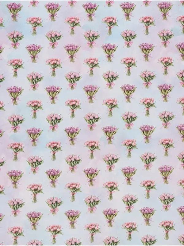 Бумага упаковочная глянцевая &laquo;Букетик цветов&raquo;, 70&times;100 см