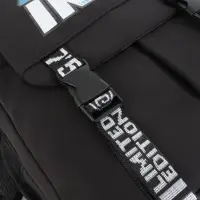 Рюкзак школьный на молнии, с карманами, принтом, размер 28&times;11&times;41 см, чёрный/голубой/белый