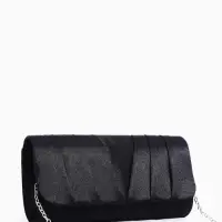 Сумка-клатч вечерняя на магните, на цепочке, чёрная