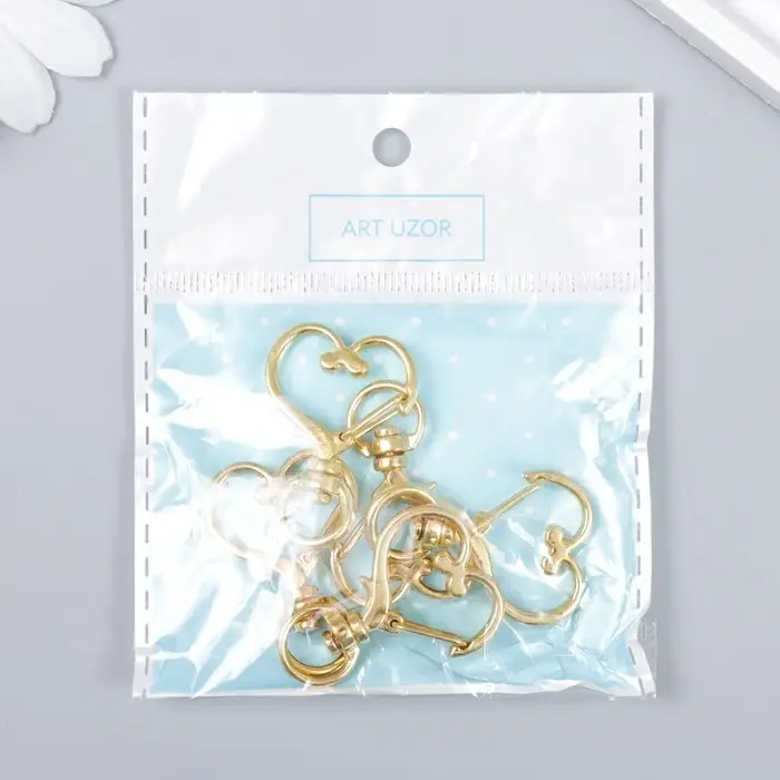 Карабин металл с кольцом "Сердце" золото 3,4х2,4 см