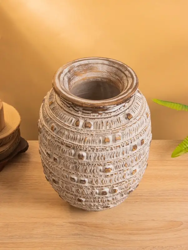 Ваза интерьерная, дерево 23х23х30 см, цв. коричневый Ваза интерьерная, дерево 23х23х30 см, цв. коричневый