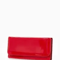 Кошелёк женский на магните, 19.5&times;2.5&times;9 см, лаковый, красный